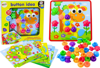 Loja puzzle LEAN Button Idea, 12 figura, 46 butona me ngjyra të ndryshme