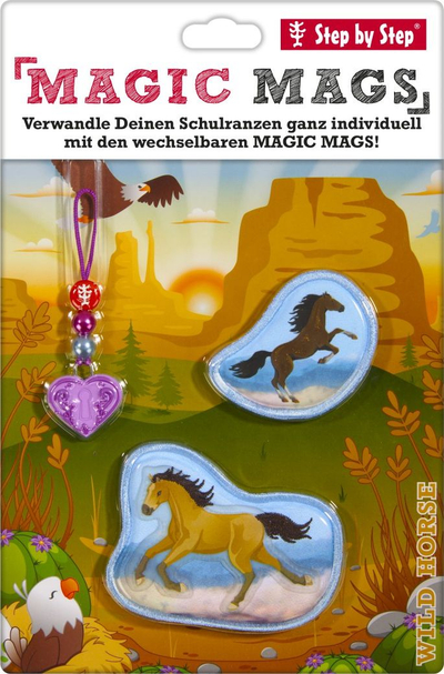 Set dekorativ magnetik Step by Step Magic Mags Wild Horse, për çanta shkolle, shumëngjyrësh