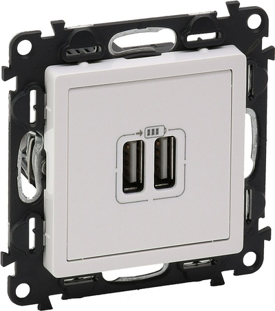 Prizë karikimi Legrand Valena Life, 2x USB 5V, e bardhë