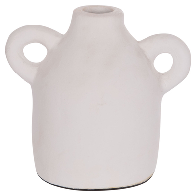 Vazo dekorative Clayvon HM4407, terrakotë, 20x12x19 cm, e bardhë
