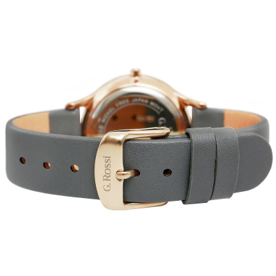 Orë gocash G. Rossi 10317A8-1B3, quartz, rrip lëkure, gri rose gold