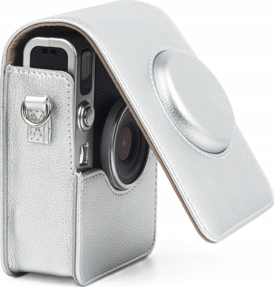 Çantë mbrojtëse Loveinstant për FUJIFILM INSTAX Mini EVO, lëkurë eko, me rrip, ngjyrë argjendi