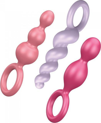 Set plug anale Satisfyer Silicone Plugs, 3 copë, silikon mjekësor, shumëngjyrëshe