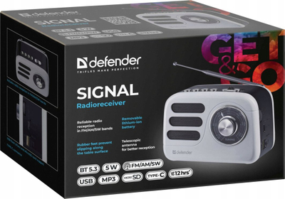 Altoparlant Bluetooth Defender SIGNAL, radio FM AM SW, 5W, bardhë e zezë