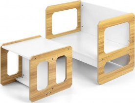 Set mobiljesh fëmijësh Milly Mally Stella 3 në 1, tavolinë dhe karrige, MDF, ngjyrë natyrale
