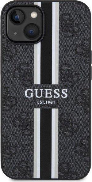 Kapak telefoni Guess 4G Printed Stripes për iPhone 14, hardcase, me MagSafe, i zi