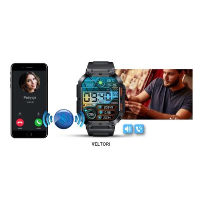 Smartwatch Veltori VT200-1, ekran 1.96", Bluetooth, i zi