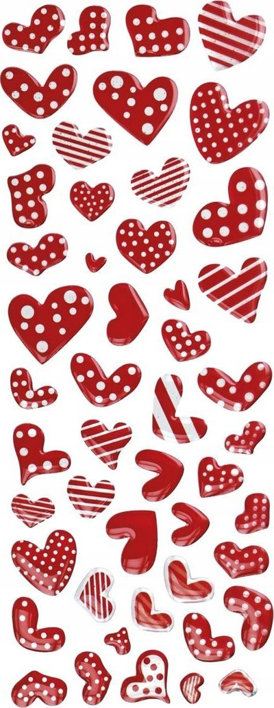 Ngjitëse zbukuruese Titanum Foil Stickers Hearts, zemra, ngjyrë e kuqe
