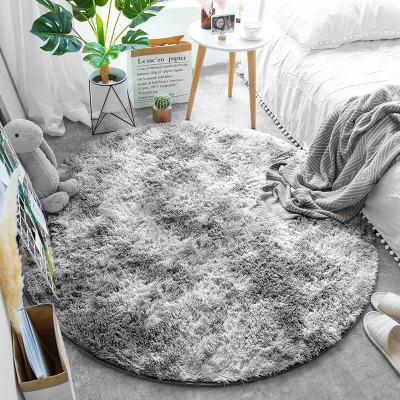 Tapet rrethor Strado Ombre Shaggy, 90x90 cm, poliestër, gri e çelët