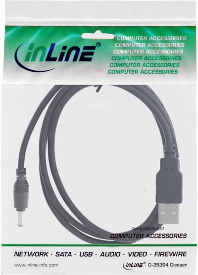 Kabllo furnizimi InLine USB A në DC 3.5x1.35mm, 1m, 5V 3A, e zezë