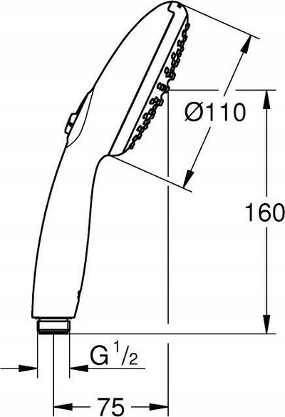 Dush dore Grohe Tempesta 269122433, 11 cm, 2 rryma, i zi matte