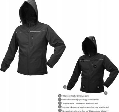 Jakne softshell Yato YT-79555 me kapuç, madhësia 3XL, e zezë
