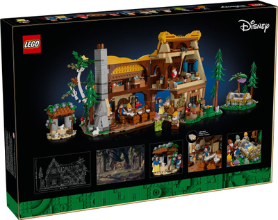 Set lodrash LEGO Disney Snow White’s Cottage and the Seven Dwarfs 43242, 2228 copa, për të rritur, me plot ngjyra
