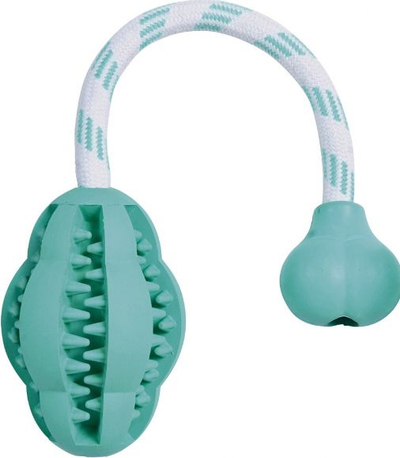 Lodër për qen Trixie Dentafun, gome, me litar, 28 cm, me erë mente