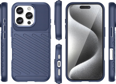 Mbrojtëse telefoni Thunder Case Silicone, për iPhone 16 Pro, silikon, blu