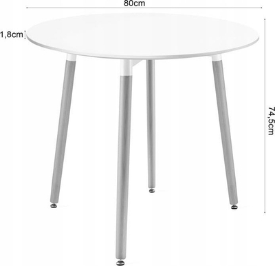 Комплет тркалезна маса со 4 столчиња ОСKАР KAMI MARK, 80 cm, бела