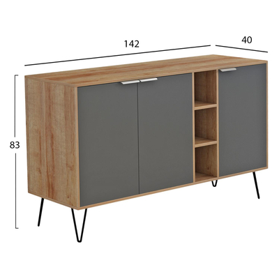 Komodë Cabron 142x40x83Hcm (HM8874.11), zezë