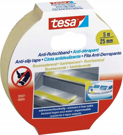 Shirit anti rrëshqitës Tesa 55580-00000-11, 5m x 25mm, rezistent ndaj ujit dhe UV, i bardhë