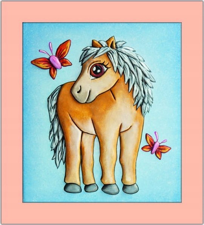 Set pikturimi 3D Mirage Hobby Convex Coloring Islandic Horse, me bojra uji, për kalamaj 5+