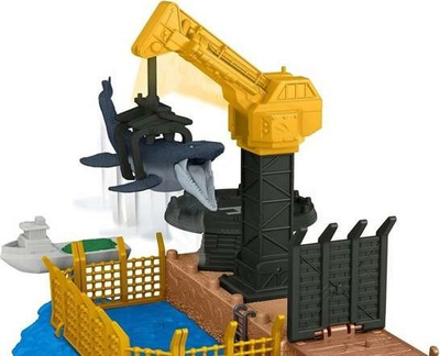 Set loje Jurassic World Dominion Minis Mosasaurus Mayhem, 2 figura dinosauri, aksesorë interaktivë, multingjyrësh