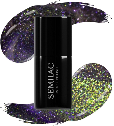 Llak gel për thonj Semilac UV Hybrid Galaxy Flash 825 Cyber Violet, UV LED, 7ml, vjollcë me shkëlqim