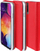 Kapak magnetik për telefon Samsung Galaxy A42 5G, me flap, me mbajtëse, i kuq