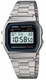 Ora digjitale Casio A158WA-1, kronometër, rezistente ndaj ujit, argjend