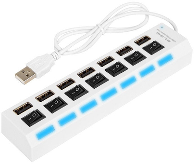 USB hub WT HUB 06, 7 porta, USB 2.0, i bardhë