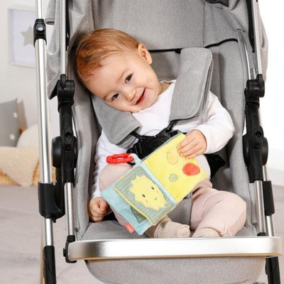 Libër prej cope për bebe Fehn Happy Dino, me unazë varëse, shumëngjyrësh