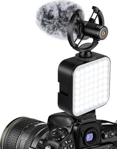 Set vlogimi Mozos VLK1, mikrofon kondensator, dritë LED RGB, i zi