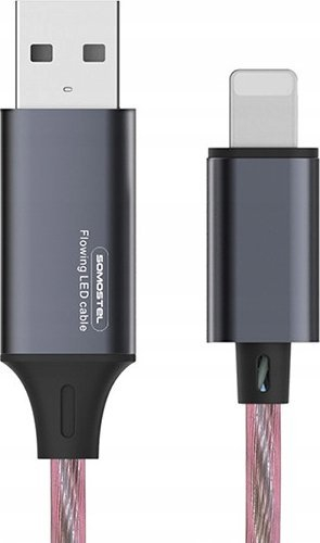 Kabllo karikimi Somostel Flowing LED Lightning, 1.2m, 3.1A, e kuqe