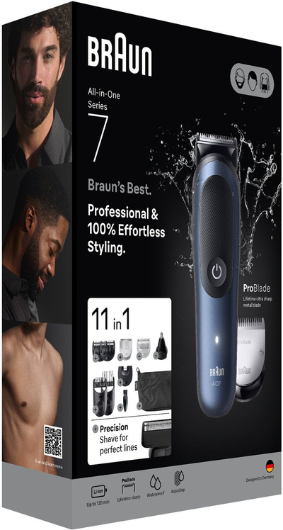 Set mirëmbajtjeje Braun All in One AIO7540, 11 në 1, i papërshkueshëm nga uji, i zi
