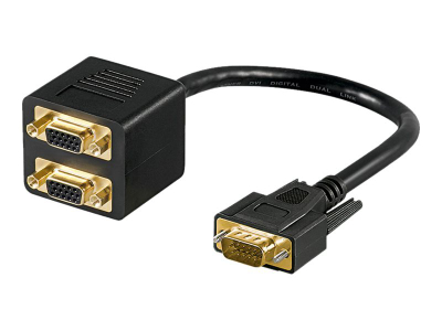 Ndarës VGA Wentronic Goobay 93263, 1x HD-15 M në 2x HD-15 F, i zi