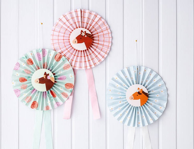 Rozeta letre PartyDeco, set me 3 copë, 35 cm, me kuaj, me shumë ngjyra