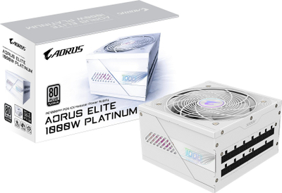 Напојување GIGABYTE AORUS ELITE P1000W ICE, 1000W, 80 PLUS Platinum, модуларно, бело