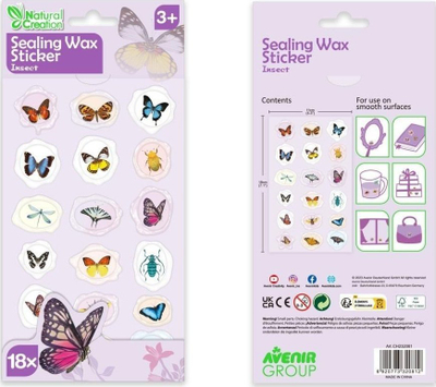 Stickerë dylli me insekte Avenir, set 18 copë, shumëngjyrëshe