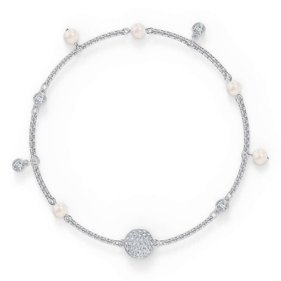 Byzylyk për femra Swarovski,18 cm, i bardhë