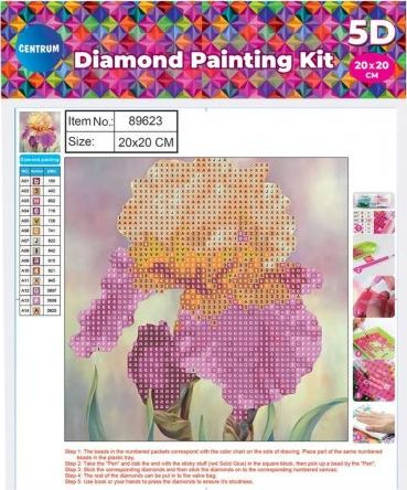 Set mozaik me diamantë Centrum Diamond Painting 89623, 5D, 20x20 cm, me lule