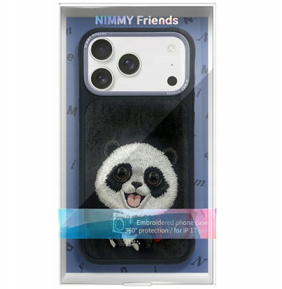 Mbulesë telefoni Nimmy Big Eyed Pet 2.0 Panda për iPhone 17 Pro Max, TPU, plastik, e zezë