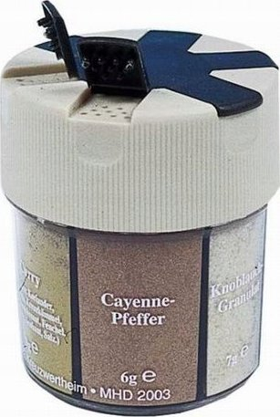 Shaker për erëza Spice 6-fold, 6 ndarje, transparent