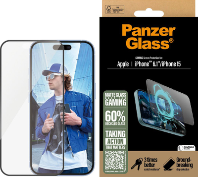 Xham mbrojtës CARE by PanzerGlass Gaming, për iPhone 16 edhe iPhone 15, transparencë e lartë