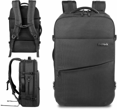 Çantë shpine Inateck 30L, për laptop 17", hapje 270°, e zezë