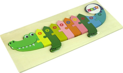 Lodër druri Lean Sport Wooden Puzzles Crocodile Numbers, puzzle numrash 1 10, shumëngjyrëshe