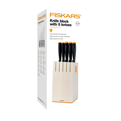 Set thika Fiskars 1014209, 5 copë, zezë/portokalli
