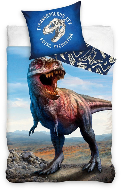 Set posteli Dymo Tyrannosaurus Rex, 140 x 200 cm, 100% pambuk, shumëngjyrësh