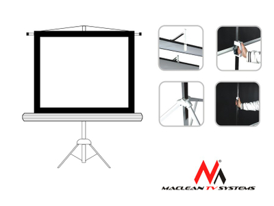 Ekran projekcioni Maclean MC-680, 200x200cm, format 1:1, i bardhë