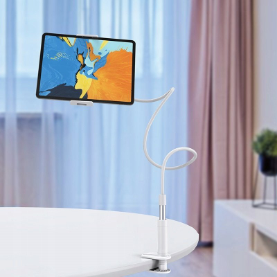 Mbajtës telefoni Hoco LV03 Showfull, me dritë LED, krah fleksibël, i bardhë argjendtë