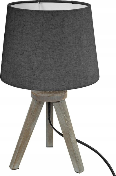 Lampë tavoline Atmosphera MINI GRIS, 30cm, këmbë druri, gri