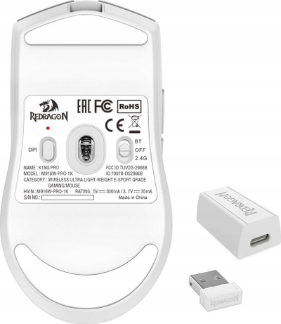 Гејминг глушец Redragon M916 PRO, безжичен 3 режима, 26K DPI, црн