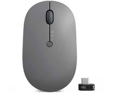 Maus Lenovo Go, RF Wireless + Bluetooth + USB Type-A, i hirtë